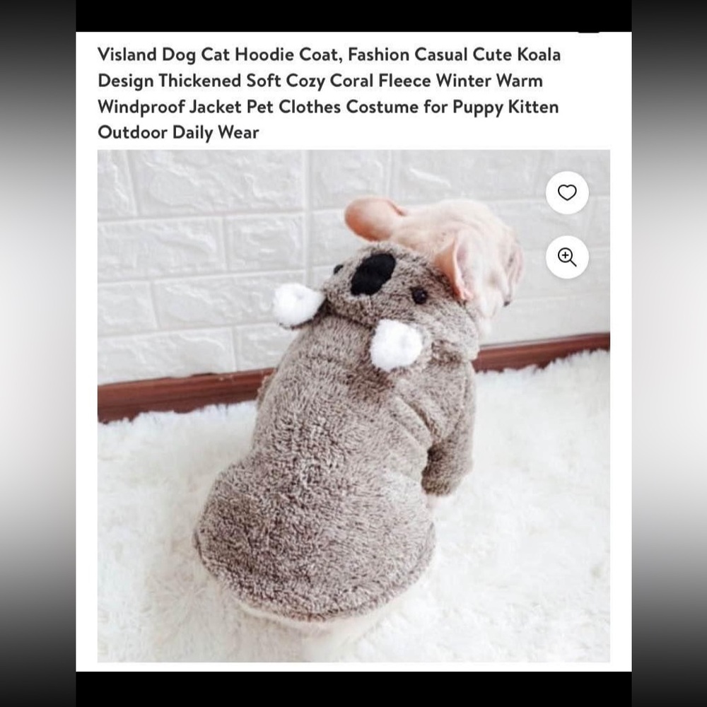 Adorable dog sweater/koala costume for small dogs